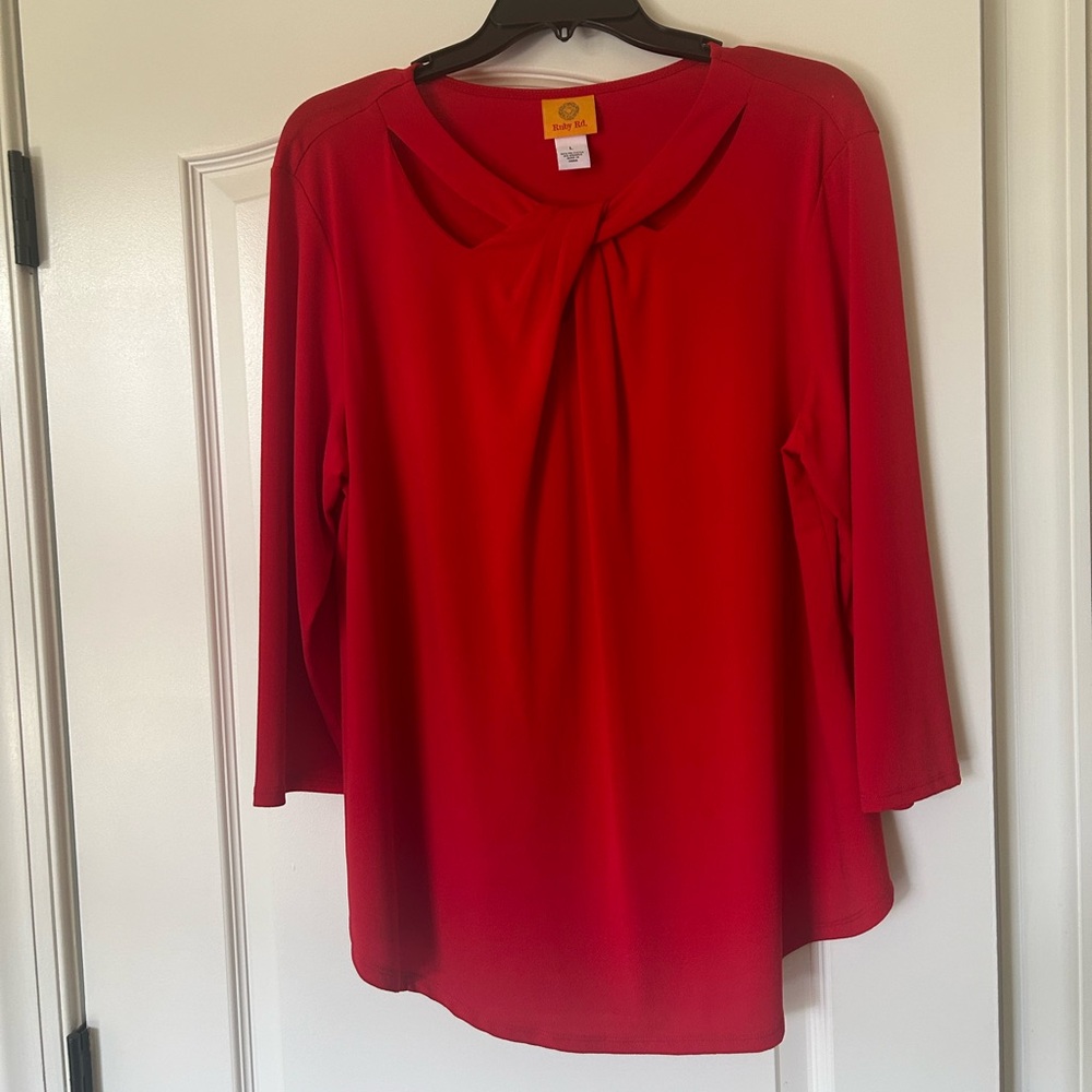 Ladies red Ruby Rd blouse size Lg